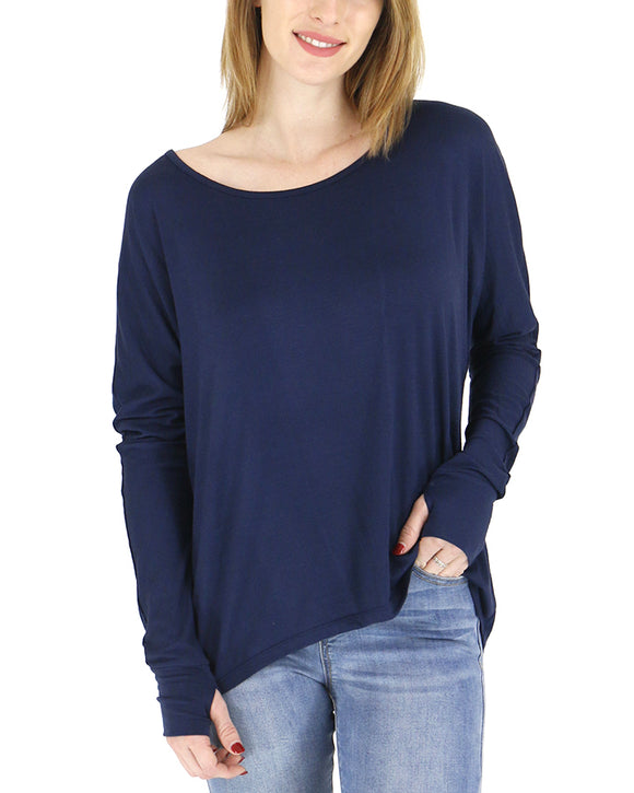 Navy Slub Lounge Top