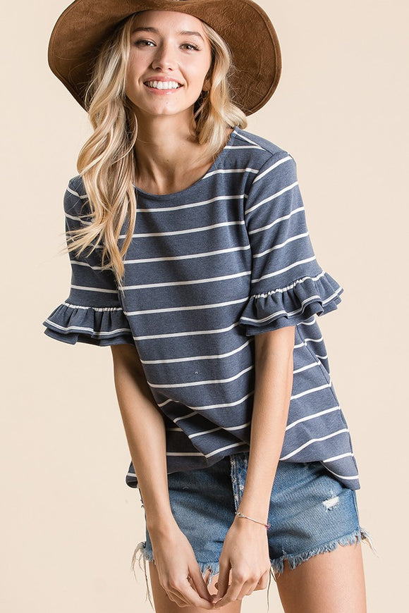 Navy Stripes Top