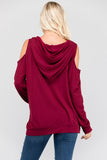 Wine Cold Shoulder Hoodie