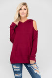 Wine Cold Shoulder Hoodie