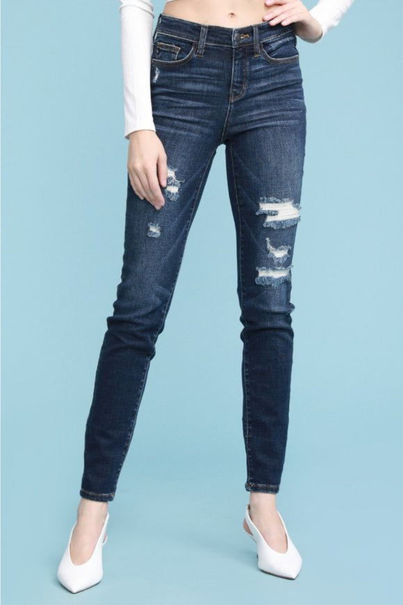 Patched Distressed Denim Jeans